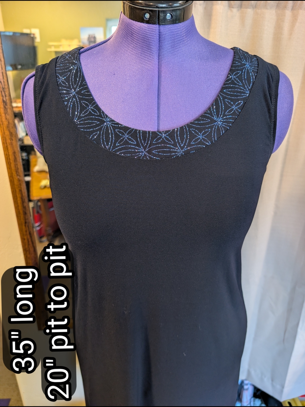 R&M Richards-Black Women's Dress with Blue Sparkle design Neckline With Jacket. - Picture 6 of 15